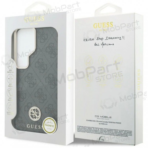 Samsung Galaxy S26 Ultra case - Guess PU Leather 4G Strass Logo Gold Frame Magnetic (black)