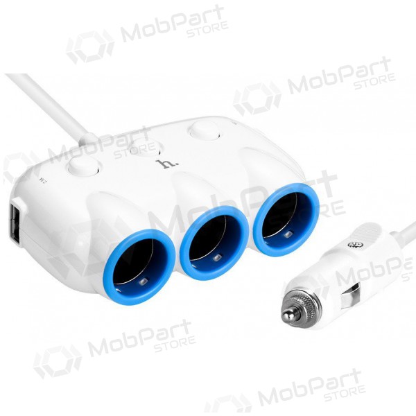 Car charger HOCO C1 TRIPLE + USB (5V 3.1A) (white)