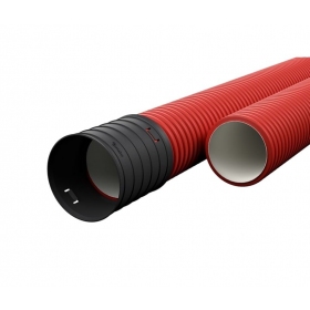 Red corrugated pipe D75/d61 with rope Ecopipe (halogen-free, 50m) 