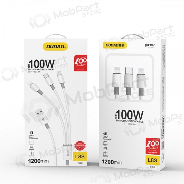 USB cable Dudao L8s-3in1 USB-A to USB-C / Micro USB / Lightning 1.2 m 100 W