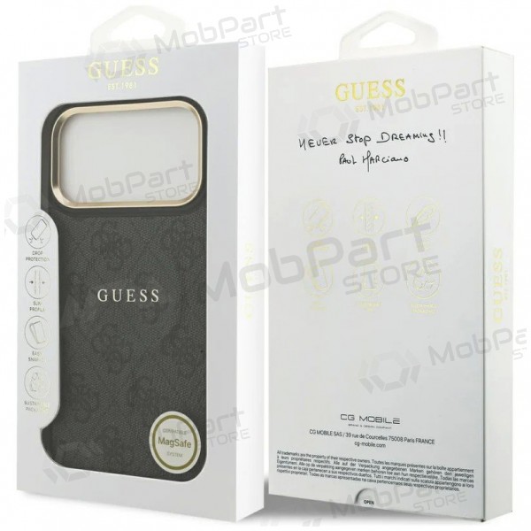 Apple iPhone 17 Pro case - Guess PU Leather 4G Gold Frame MagSafe (black)