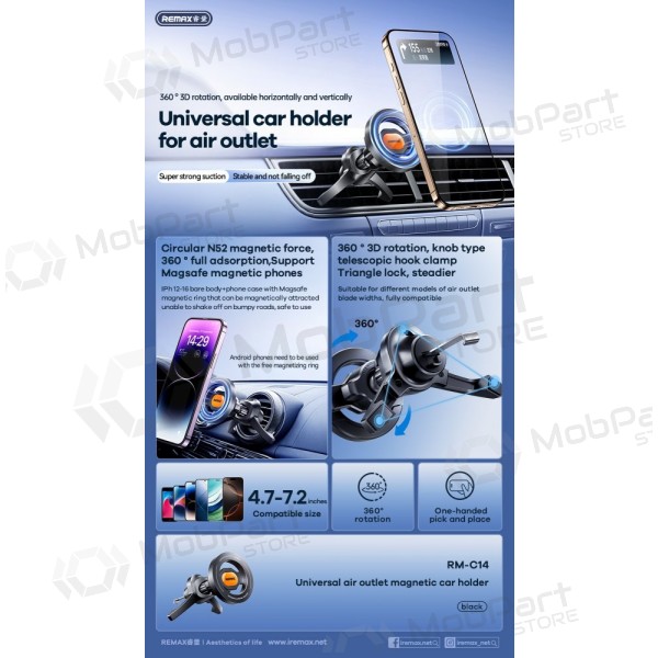 Car phone holder Remax RM-C14 MagSafe (air vent) black