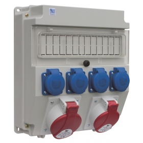 PawBol B.18.320-3-S plastic plate 13 mod + sockets (4x16A/250V 1x32A/5P 1x16A/5P)