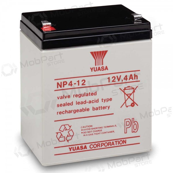 Battery YUASA NP4-12 (4Ah, 12V, F1, VRLA, AGM)