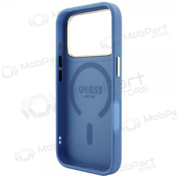 Apple iPhone 18 Pro case - Guess PU Leather 4G Gold Frame Embossed MagSafe - (blue)