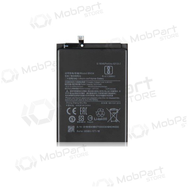 Xiaomi Redmi 9 / Redmi Note 9 battery, akumuliatorius (BN54) Xiaomi Redmi 9 / Redmi Note 9 battery, akumuliatorius (BN54)