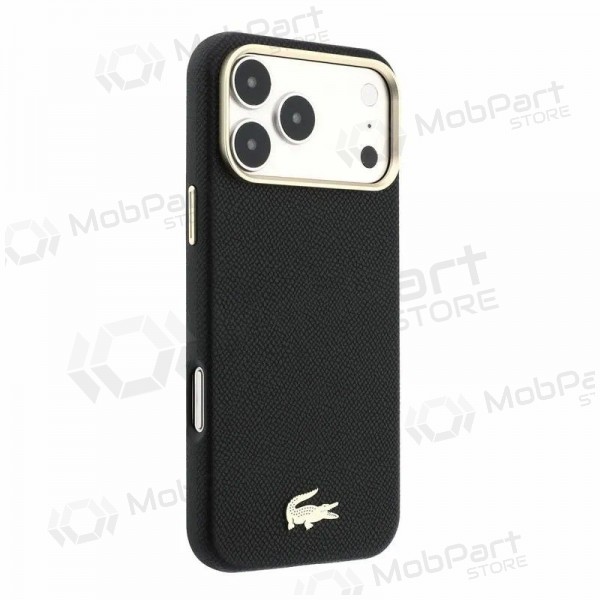Apple iPhone 18 Pro Max case - Lacoste PU Leather Champs Elysees Gold Logo MagSafe (black)