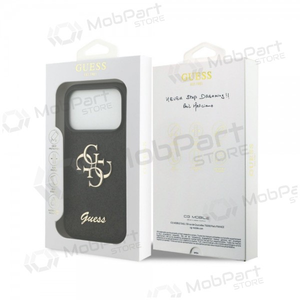 Apple iPhone 18 Pro Max case - Guess PU Fixed Glitter 4G Metal Logo (black)