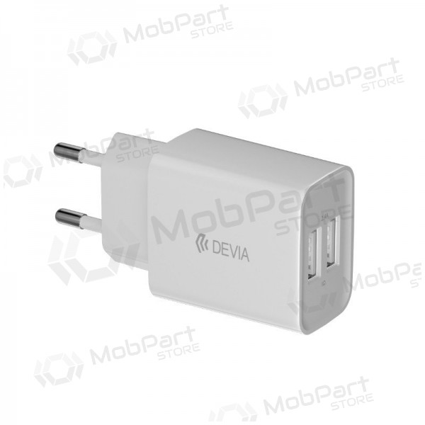 Charger Devia Smart x 2 USB (2.4A) + MicroUSB, (white)