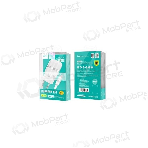 Charger FastCharge HOCO C41A Wisdom Dual USB + microUSB cable (5V 2.4A) (white)