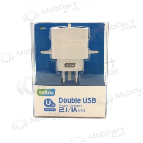 Charger Tellos su USB (dual) (1A+2.1A) (white)