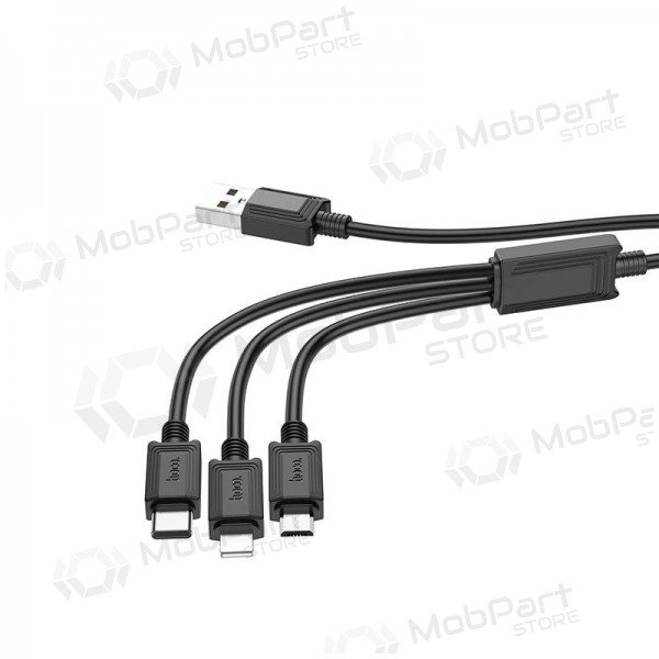USB cable Hoco X74 3in1 microUSB-Lightning-Type-C 1.0m (black)