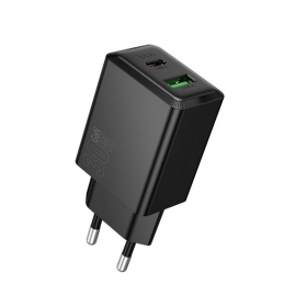 Phone charger Hoco N71 30 W GaN USB-C + USB-A black