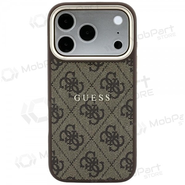 Apple iPhone 18 Pro Max case - Guess PU Leather 4G Gold Frame Embossed MagSafe (brown)