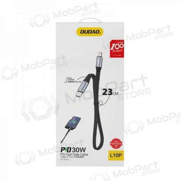 Lightning cable Dudao L10P USB-C to Lightning 0.23 m 20 W black