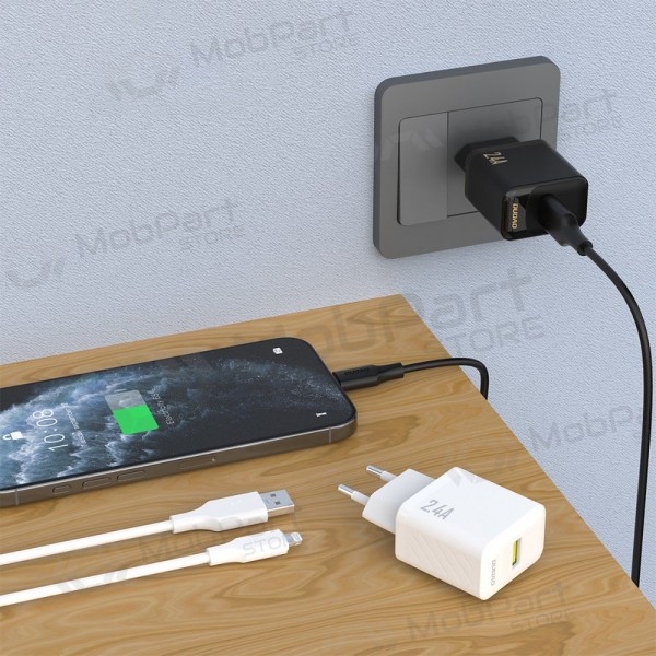 Dudao A23L 12 W USB-A phone charger with USB-A to Lightning cable 1 m black