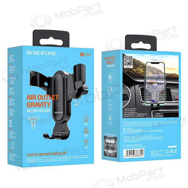 Automobilinis Universal telefono laikiklis Borofone BH74 tvirtinamas ant ventiliacijos grotelių, black