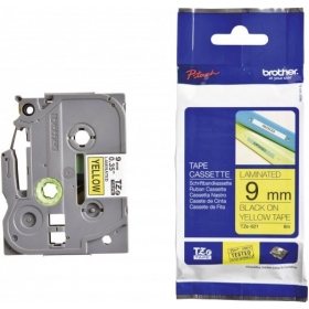 Brother TZe-621 (TZE621) laminated labeling tape cassette P-touch, black on yellow 9mm, 8m