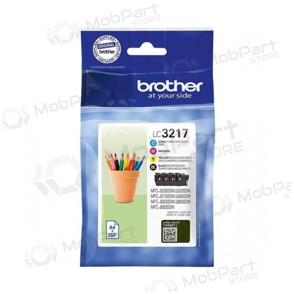 Brother LC3217 (LC3217VALDR) Ink cartridge set, Black, cyan, magenta, yellow