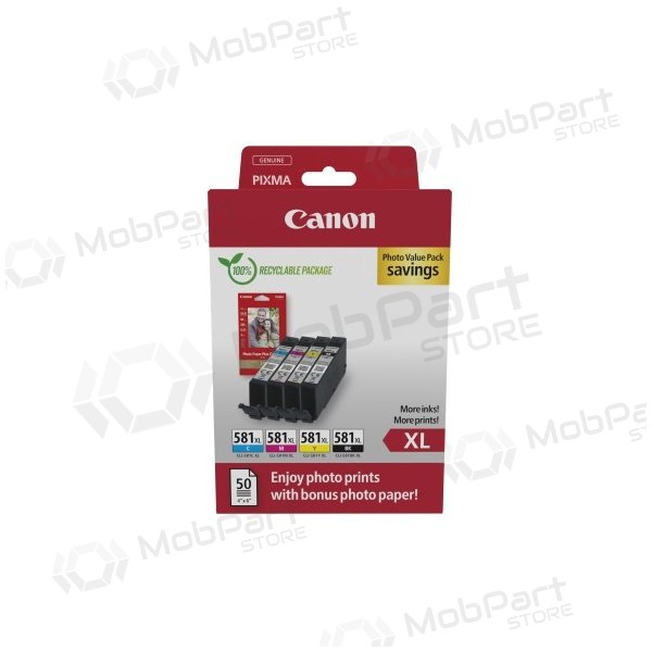 Canon CLI-581XL (2052C004) Photo value pack Ink cartridge set, C/M/Y/BK