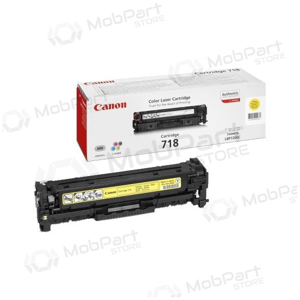 Canon CRG 718 (2659B002) yellow cartridge for laser printers, 2900 pages. Canon CRG 718 (2659B002) yellow cartridge for laser printers, 2900 pages.