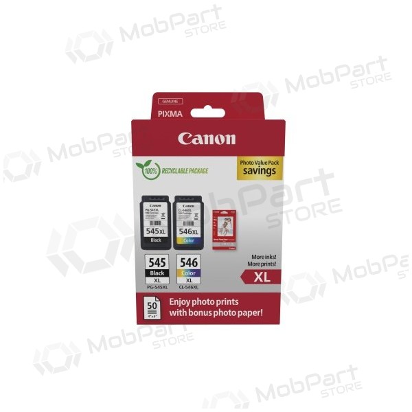 Canon PG-545XL/CL-546XL (8286B011) photo value pack ink cartridge set, BK/CMY