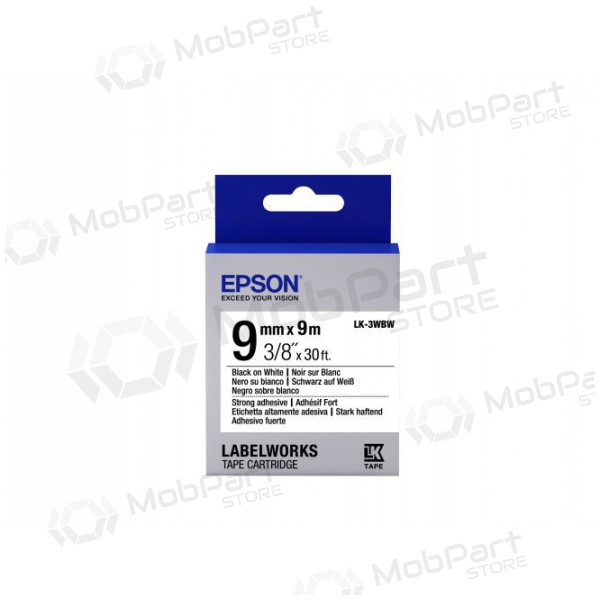 Epson label cartridge LK-3WBW strong adhesive black on white 9mm (9m)