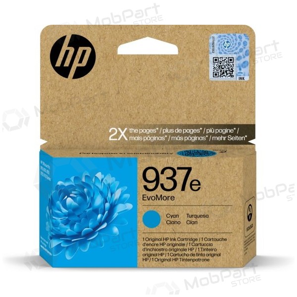 HP 937e EvoMore (4S6W6NE) Ink cartridge, Cyan