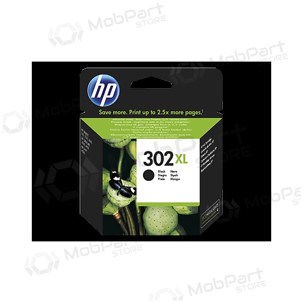 HP No.302XL (F6U68AE), black ink cartridge for inkjet printers, 480 pages.