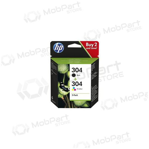 HP No.304 Kasėčių rinkinys (3JB05AE), black and trispalvė cartridge for inkjet printers