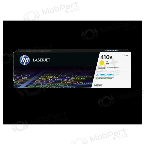 HP No.410A (CF412A), yellow toner cartridge for laser printers, 2300 pages.