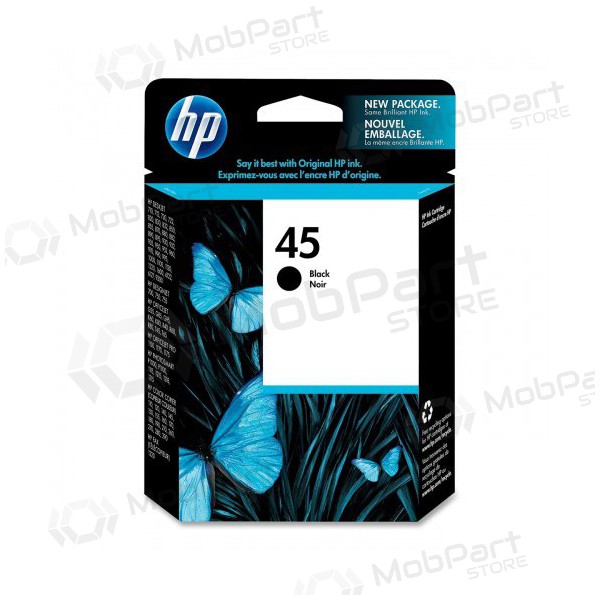 HP No.45 (51645AE), black cartridge for inkjet printers, 930 pages. HP No.45 (51645AE), black cartridge for inkjet printers, 930 pages.