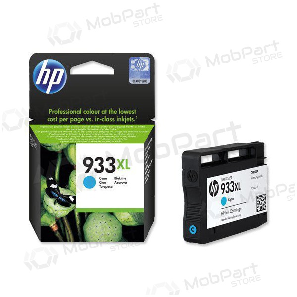 - HP No.933 XL (CN054AE), cyan inkjet cartridge, 825 pages