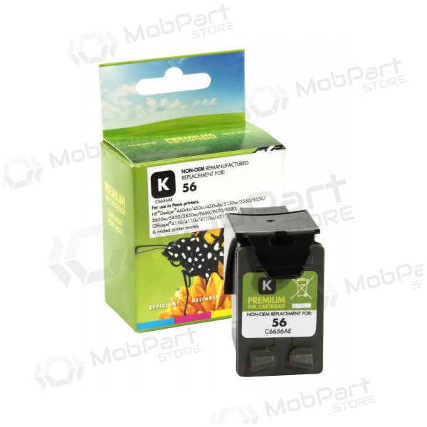 Compatible Static Control HP 56 (C6656A) Black Ink Cartridge for Inkjet Printers, 450 Pages.