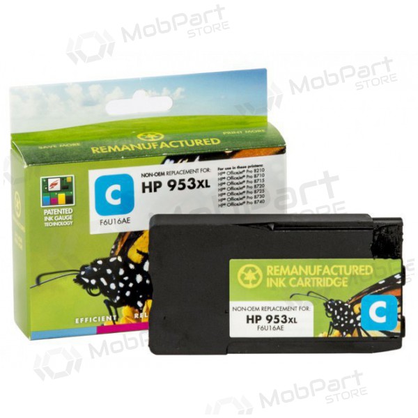 Compatible Static Control HP 953XL (F6U16AE) Cyan Ink Cartridge with New Chip, 1600 pages, for Inkjet Printers.